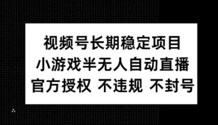 视频号长期稳定项目，小游戏半无人自动直播，官方授权 不违规 不封号-副业城