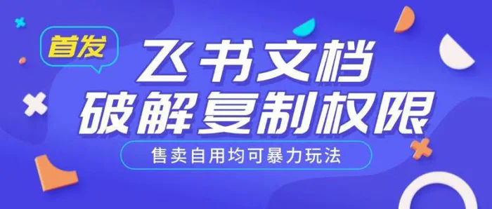首发飞书文档破解复制权限，售卖自用均可暴力玩法-副业网