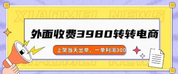 外面收费3980的转转电商玩法，上架当天出单，一单利润3张-副业网