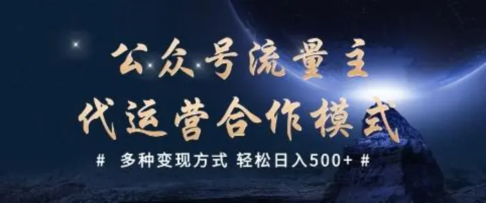 公众号流量主代运营  多种变现方式 轻松日入5张【揭秘】-副业网