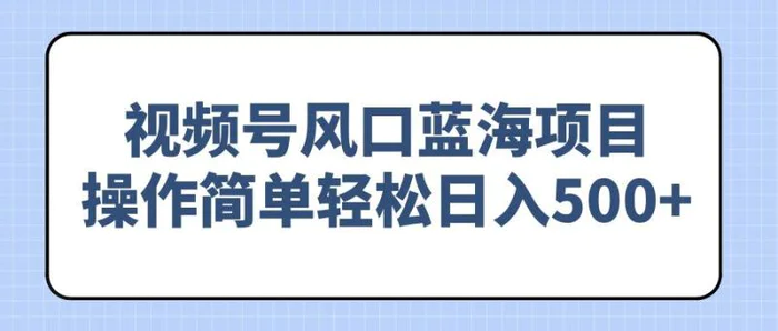 （14276期）视频号风口蓝海项目，操作简单轻松日入500+-副业城