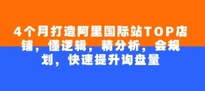 4个月打造阿里国际站TOP店铺，懂逻辑，精分析，会规划，快速提升询盘量-副业城