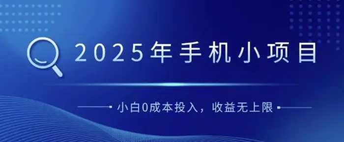 2025年手机小项目，简单易学，小白0成本投入，多劳多得-副业城