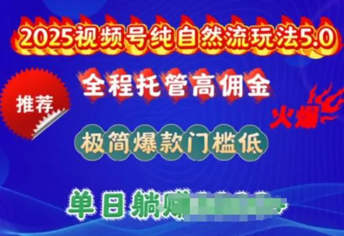 2025视频号纯自然流玩法5.0，全程托管高佣金，极简爆款门槛低，单日收益多张【揭秘】-副业城
