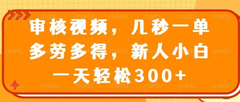 （14294期）审核视频，几秒一单，多劳多得，新人小白一天轻松300+-副业城