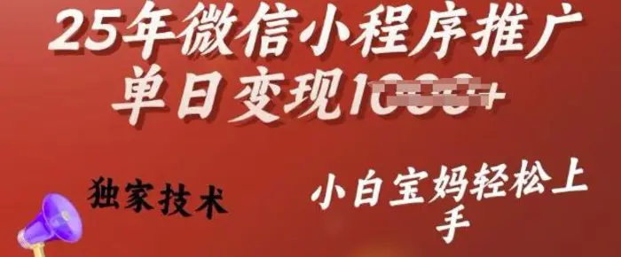 25年微信小程序推广单日变现多张，独家技术，小白宝妈轻松上手-副业城