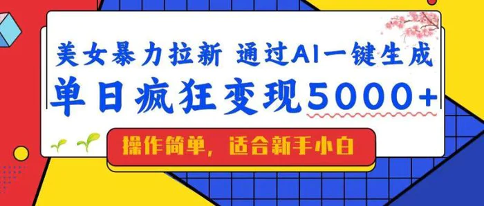 （14347期）美女暴力拉新，通过AI一键生成，单日疯狂变现5000+，纯小白一学就会！-副业城