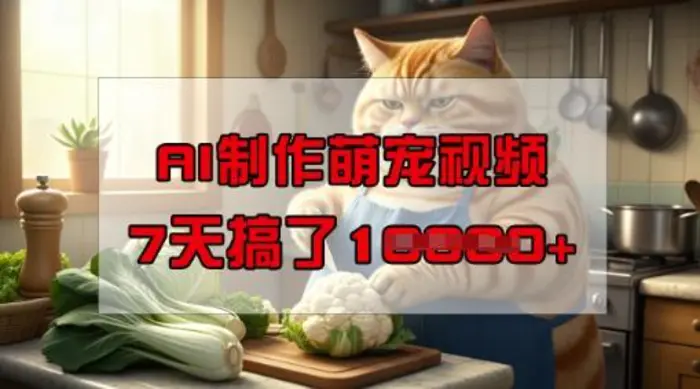 靠AI制作萌宠视频，操作简单门槛低，有手机就行，7天搞了1W-副业城
