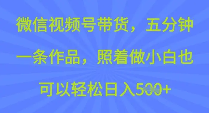 微信视频号带货，五分钟一条作品，照着做小白也可以轻松日入5张-副业城