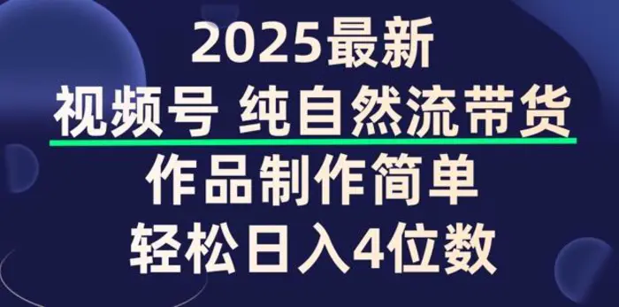 视频号纯自然流带货，作品制作简单，轻松日入4位数，保姆级教程-副业城