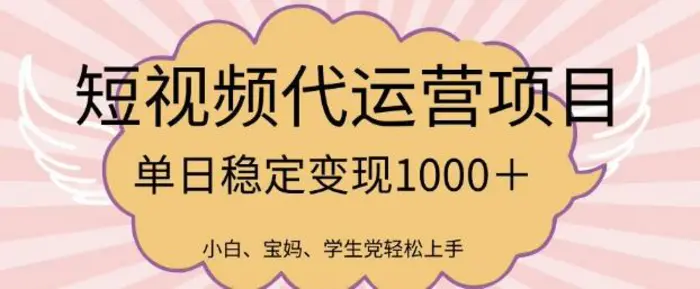 2025最新风口项目，短视频代运营日入多张-副业城
