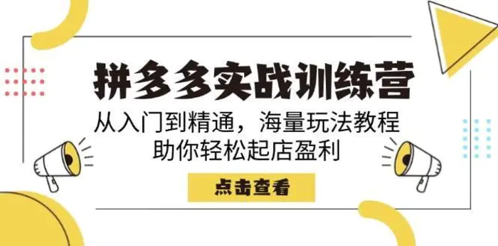 拼多多实战训练营，从入门到精通，海量玩法教程，助你轻松起店盈利-副业城