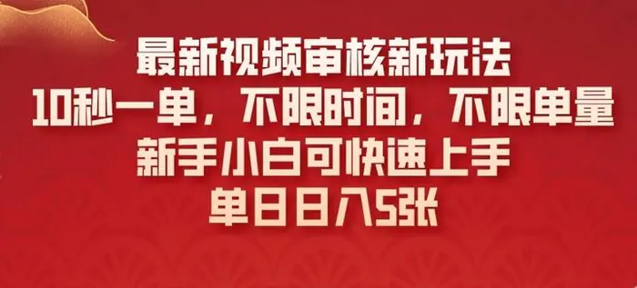 最新视频审核新玩法，10秒一单，不限时间，不限单量，新手小白可快速上手-副业网
