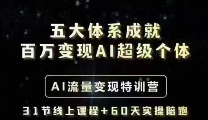 五大体系成就百万变现AI超级个体- AI流量变现特训营，一步一步教你一个人怎么年入百W-副业网