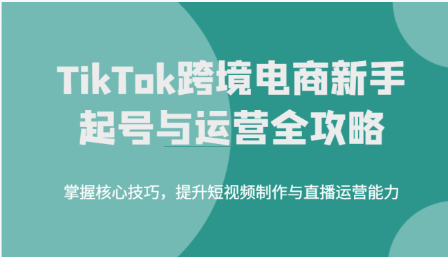 TikTok跨境电商新手起号与运营全攻略，掌握核心技巧，提升短视频制作与直播运营能力-副业网