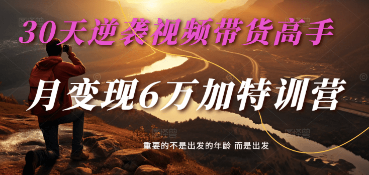 2025视频带货30天逆袭视频带货高手，单月变现6万加特训营-副业城
