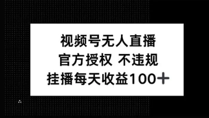 视频号无人直播，官方授权 不封号，小游戏挂播每天收益100+-副业城