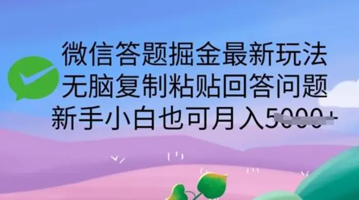 微信答题掘金最新玩法，无脑复制粘贴回答问题，新手小白也可月入5k-副业城