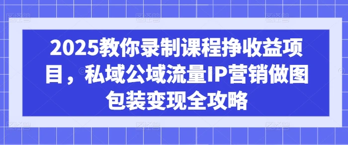 2025教你录制课程挣收益项目，私域公域流量IP营销做图包装变现全攻略-副业城