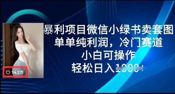 暴利项目微信小绿书卖套图，单单纯利润，冷门赛道， 小白可操作，轻松日入多张-副业城