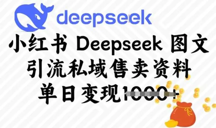 小红书Deepseek 图文引流私域售卖资料，单日变现多张-副业城