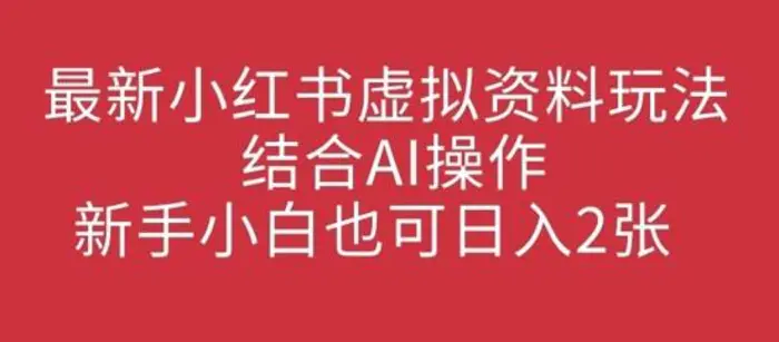 最新小红书虚拟资料玩法结合AI操作，新手小白也可日入2张-副业网