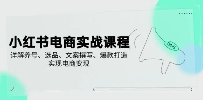 （14549期）小红书电商实战课程，详解养号、选品、文案撰写、爆款打造，实现电商变现-副业网