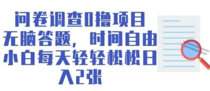 问卷调查0撸项目，无脑答题，时间自由，小白每天轻轻松松日入2张-副业网