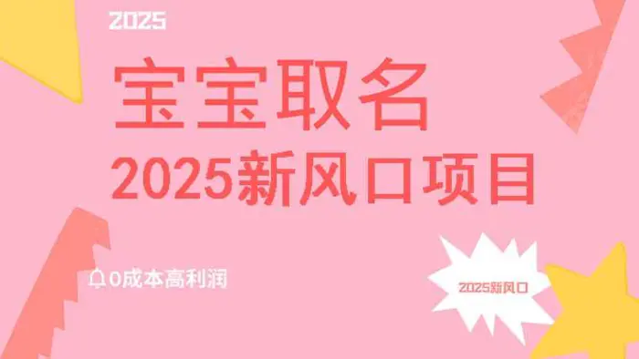 （14593期）2025新风口项目宝宝取名，0成本高利润，附保姆级教程，月入过万不是梦-副业城