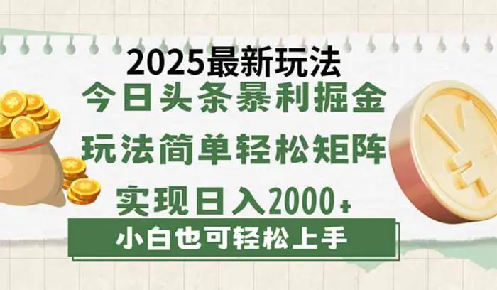 (14120期)今日头条2025最新玩法,思路简单,复制粘贴,轻松实现矩阵日入2000+-副业城