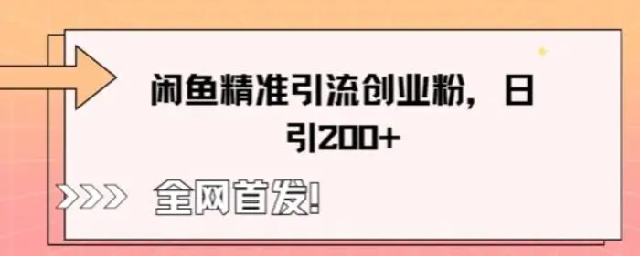 闲鱼精准引流创业粉，轻松日引200+-副业城
