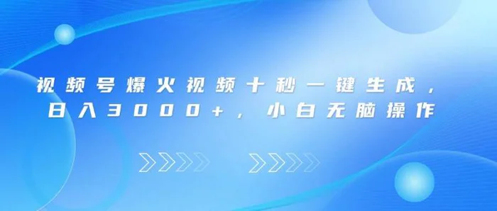 （14181期）视频号爆火视频十秒一键生成，日入3000+，小白无脑操作-副业网