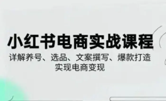 小红书从0-1实操课(2023-2025)，详解养号、选品、文案撰写、爆款打造实现电商变现-副业网