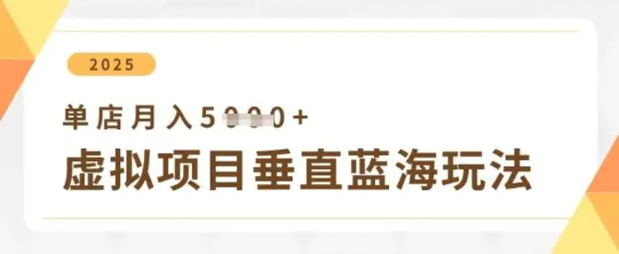 虚拟项目垂直玩法，实现单店月入5k+-副业城