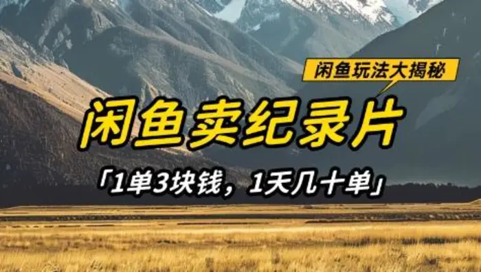 闲鱼卖纪录片1单3块钱，1天几十单，项目稳定有潜力-副业城