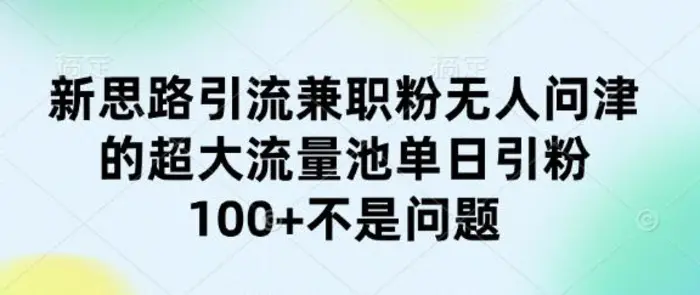 新思路引流兼职粉无人问津的超大流量池单日引粉100+不是问题-副业城
