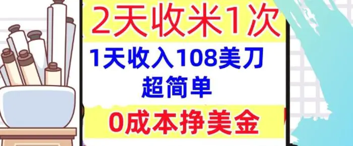 0成本挣美金，超简单，1天收入108刀，2天收米一次，实战教程，首次公开-副业城