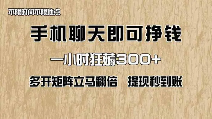 （14312期）手机聊天即可赚钱，一小时狂薅300+！多开矩阵立马翻倍，提现秒到账！（…-副业城