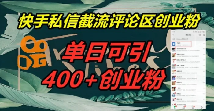 快手私信截流创业粉，一天引流400+-副业城