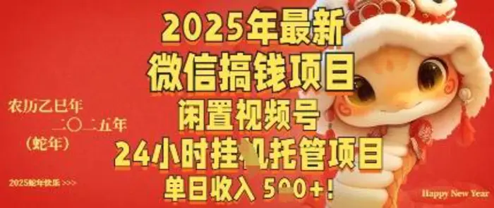 2025年最新微信搞钱项目，闲置视频号年24小时挂G托管项目，单日收入多张-副业网