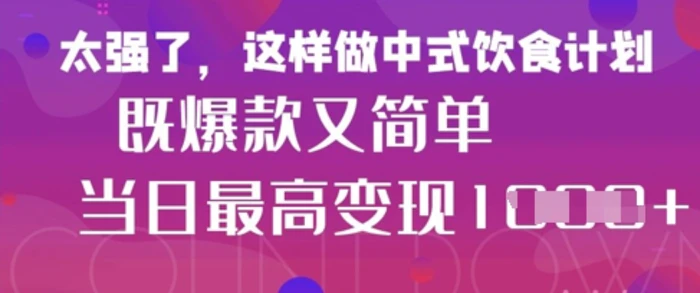 疯狂爆火！小红书等平台的女性中餐养生视频，小白轻松制作，快速拿到结果-副业网