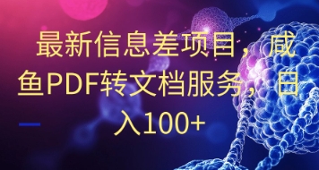 最新信息差项目，咸鱼PDF转文档服务，日入100+-副业网