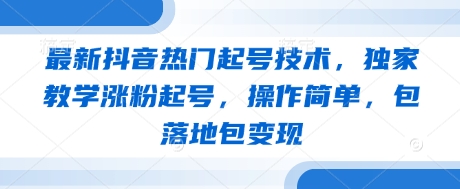 最新抖音热门起号技术，独家教学涨粉起号，操作简单，包落地包变现-副业网