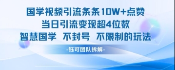 国学视频引流条条10W+点赞当日引流变现超4位数-副业网