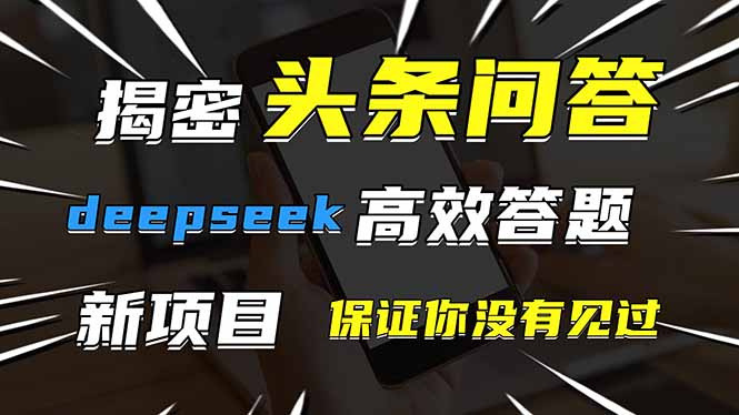 （14480期）头条问答，刚出的新玩法！保证你没见过！用DeepSeek去高效答题，一个账…-副业网