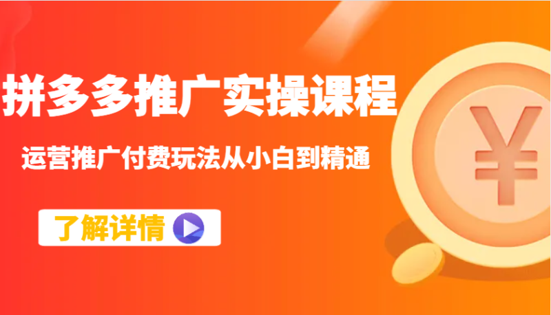 拼多多推广实操课程：运营推广付费玩法从小白到精通-副业城