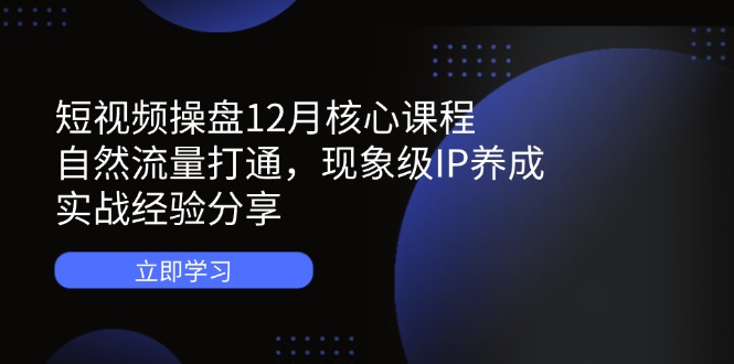 （14447期）短视频操盘12月核心课程：自然流量打通，现象级IP养成，实战经验分享-副业城