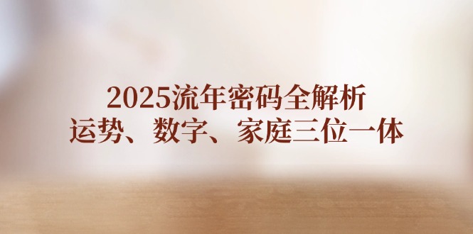 （14466期）2025流年密码全解析，运势、数字、家庭三位一体-副业城