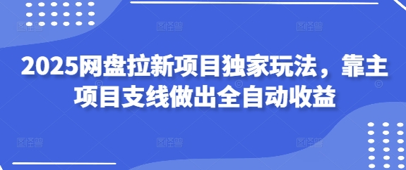 2025网盘拉新项目独家玩法，靠主项目支线做出全自动收益-副业城