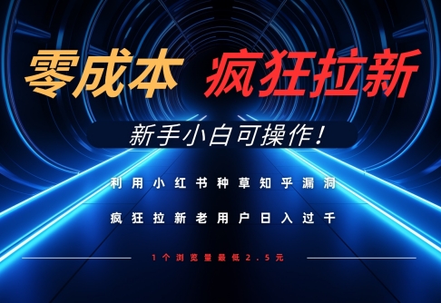 利用小红书种草知乎漏洞，零成本疯狂拉新日入数张，新手小白可操作-副业城